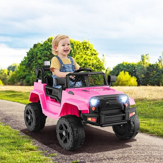 12V Kids Ride On Truck with Remote Control and Headlights-Black-6
