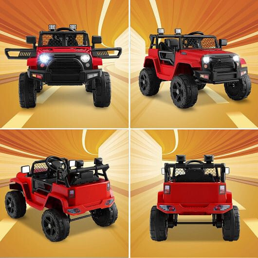 12V Kids Ride On Truck with Remote Control and Headlights-Black-16