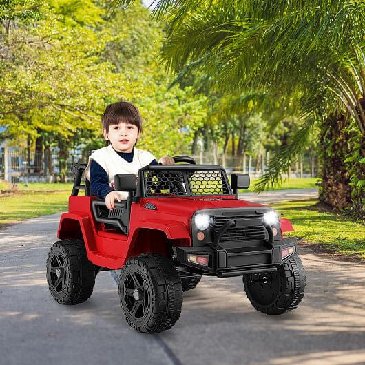 12V Kids Ride On Truck with Remote Control and Headlights-Black-15