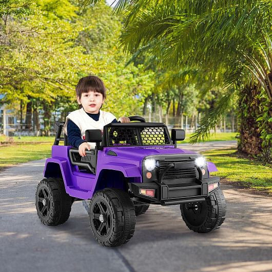 12V Kids Ride On Truck with Remote Control and Headlights-Black-20
