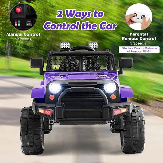 12V Kids Ride On Truck with Remote Control and Headlights-Black-23