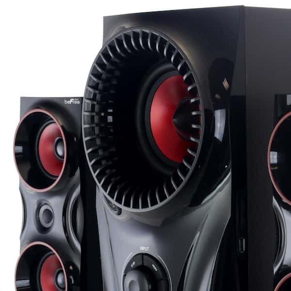 beFree Sound 2.1 Channel Bluetooth Surround Sound Speaker System in Red And Blue. Beautiful Home Theater For The Family...